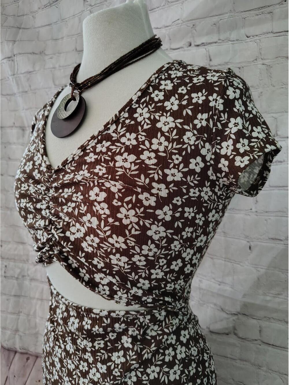 Jessica Simpson Brown Floral Stretch Dress Size Large